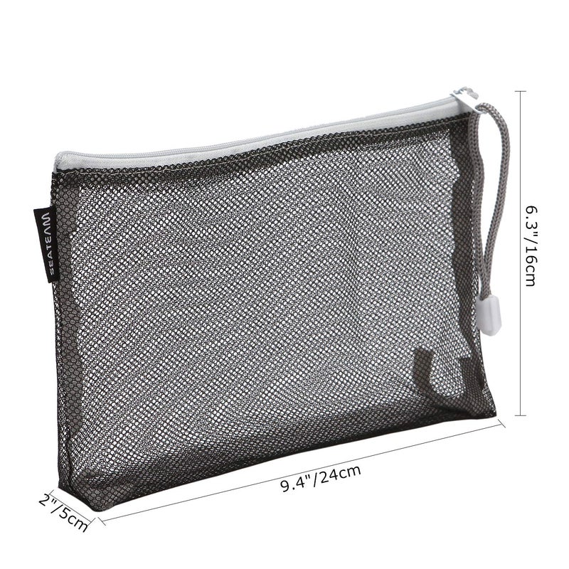 Sea Team 6pcs Multicolored Portable Travel Toiletry Pouch Nylon Mesh Cosmetic Makeup Organizer Bag with Zipper  Colorful - Image 5